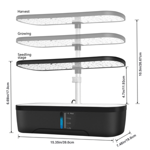 12 Pods Hydroponics Growing System, Herb Garden Kit Indoor Adjustable Height <b>with</b> Automatic <b>Timer</b> 20-Watt LED Grow <b>Light</b> - Product Image 1