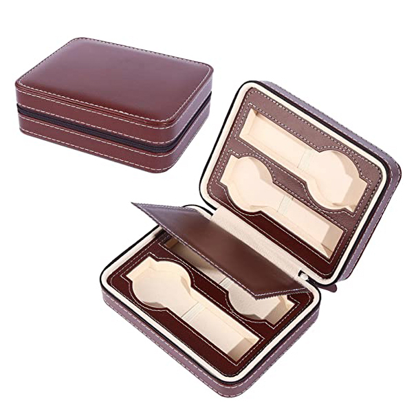 SHBC Factory Customized Fashion Luxury 4 Slots Watch Roll Box Organizer, Leather Watch Storage Box with Leather Interior