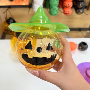 Pot à bonbons en forme de citrouille d'Halloween 600ml, réutilisable, en PET, bouteille décorative pour la décoration de fête - Product Image 1