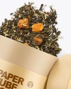 Boîte de tube en papier avec imprimé, sur mesure, qualité alimentaire, pour le thé, 100g, 50 unités