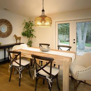 Lámpara Colgante Artesanal de Mimbre Estilo Bohemio, Ecológica, de Cuerda de Ratán, para Comedor o Restaurante - Product Image 4