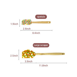 Bộ 2 Cây Vét Bột Silicon Họa Tiết Sành Điệu Thú Vị Bộ Có Tay Cầm Bằng Gỗ - Product Image 5