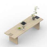 Table de salon Zen pour bureau avec étagère de rangement latérale, table à thé minimaliste en bois pour la réception et les espaces de collaboration informels