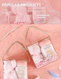 Creative 2pcs Porcelain Hand-painted Sustainable Pink Ceramic Cup Towel Box <b>Set</b> for Women Birthday Wedding Valentine <b>Gift</b> <b>Set</b> - Product Image 2