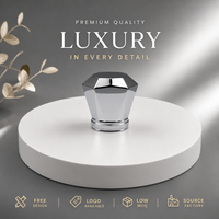 Tapa de Perfume de Aleación de Zinc con Logotipo Personalizado, Plateada, Corte Multifacético, Base de Cilindro con Doble Anillo, Fabricante OEM