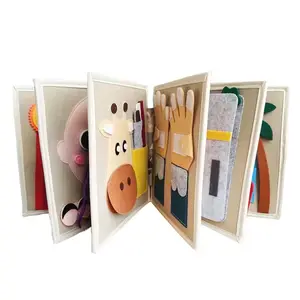Livros macios de tecido interativo para bebês, livro de pano de feltro interativo para o desenvolvimento precoce, presente para educação precoce
