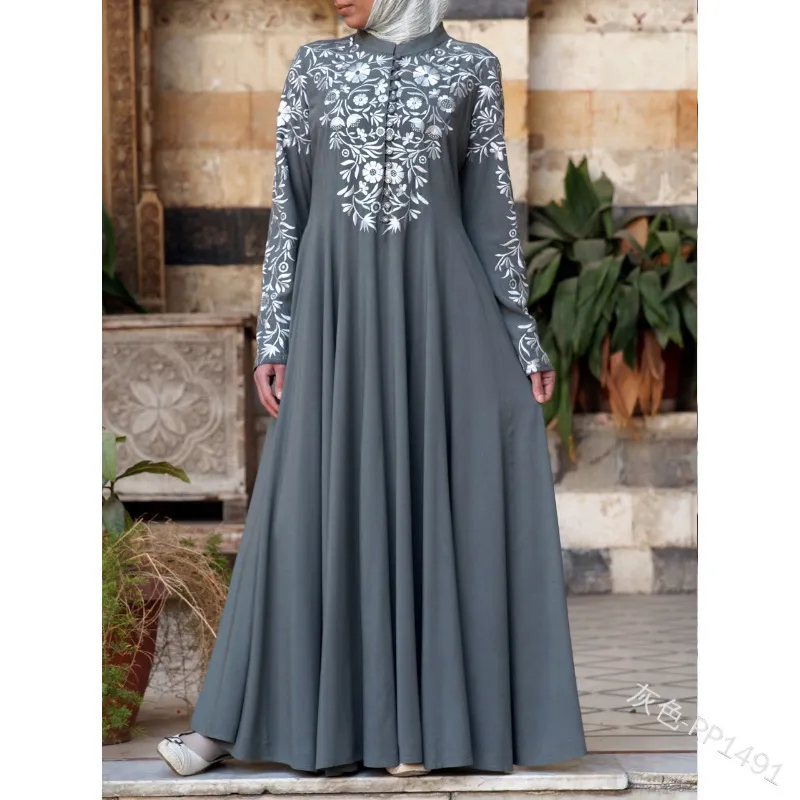 Percetakan diskon besar grosir sederhana wanita Abaya Dubai pakaian Islami gaun Muslim