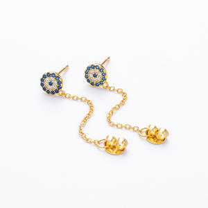 ต่างหูแบบยาวประดับเพชรลายตาปีศาจ ชุบทองคำแท้ 925 ป้องกันอาการแพ้ ดีไซน์ทันสมัย เหมาะสำหรับเป็นของขวัญในงานปาร์ตี้ - Product Image 4