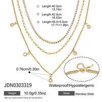 Collier élégant et polyvalent en acier inoxydable multicouche avec de délicats petits charms ronds sophistiqués, accessoire de mode féminin TGXL14149