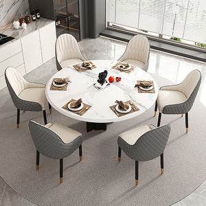 Oro di lusso sedia da pranzo nordico moderno ristorante di fascia alta in legno massello vera pelle Hotel banchetto di nozze mobili tavolo - Product Image 5