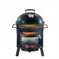 Barbecue vertical commercial 3-en-1 en acier au carbone, four à charbon de bois, gril à granulés et fumoir pour grillades en extérieur