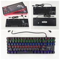 Teclado Mecánico con Cable T-WOLF T18 de 87 Teclas, Teclado Mecánico para Juegos TKL, Interruptor Azul, Teclado RGB para Accesorios de Computadora