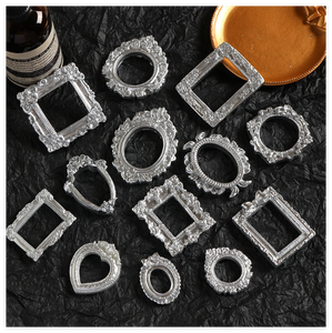 Cadre <span class=keywords><strong>photo</strong></span> en résine plat, style vintage européen, argent antique, formes cœur, carré, ovale, rectangle, mini, pour cadeaux de fête DIY et décoration de maison de poupée - Product Image 3