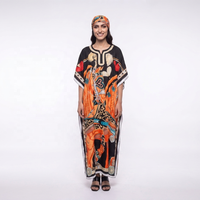 Abaya Maxi Modeste en Polyester Fait Main pour Femme, Élégante et Décontractée, Imprimé Floral, Respirante, Style Musulman, Idéale Automne-Été
