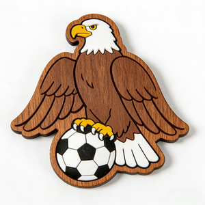 ของขวัญแฟนฟุตบอลแบบกำหนดเอง แม่เหล็กติดตู้เย็นไม้ ลายธงชาติอเมริกา นกอินทรี และฟุตบอล ดีไซน์ผสมผสาน สำหรับการแข่งขันฟุตบอลโลก 2026 - Product Image 2