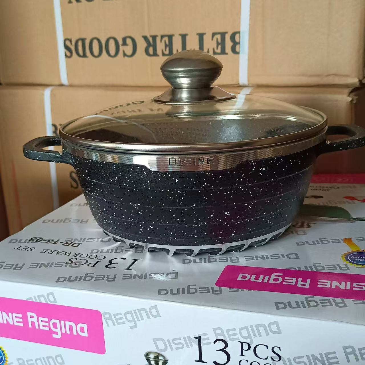 High Quality Soup Pot Set Non Stick Cooking Pot Aluminum Cookware Set 13pcs Casting Fry Pan With Silicone Cooking Utensil · image 3