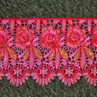 Vente en gros de dentelle à paillettes soluble dans l'eau, accessoires vestimentaires, 14,5-30 cm, broderie florale 3D en fil d'or, Tiras De Bordado