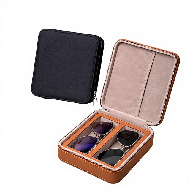 Rectangle Cross-border Leather Glasses Storage Box Multi-Pack 3-Pack Anti-Pressure Hard Finish Display Box