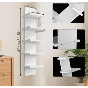 Étagère murale blanche Finition stratifiée lisse et étroite <span class=keywords><strong>Colonne</strong></span> verticale Décoration murale Montage <span class=keywords><strong>Rangement</strong></span> flottant - Product Image 3