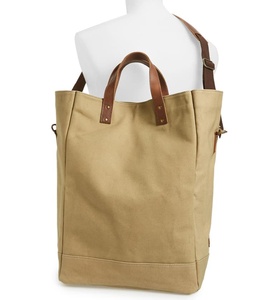 Shopping Bag in tela cerata fatta a mano con manici in pelle con motivo a lettera e tasca interna - Product Image 4