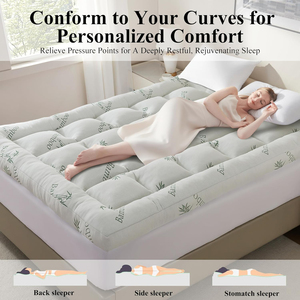 3 Inch Memory Foam Mattress <strong>Topper</strong> Cooling Breathable Bamboo Viscose Pillow Top1700 GSM Fill, Ultra Soft Mattress Pad - Product Image 5