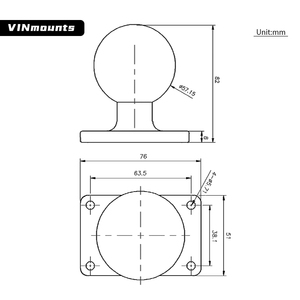 ฐานยึดบอลขนาด 2.25 นิ้ว รุ่น D ของ VINmounts พร้อมแผ่น AMPS รูปทรงสี่เหลี่ยมขนาด 63.5×38 มม. ใช้ได้กับ RAM อะแดปเตอร์สำหรับงานหนักสำหรับแขนซ็อกเก็ต - Product Image 2