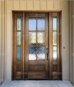 American Style House Traditional Design Wooden Exterior Front Entry Door Security Door With Smart Lock