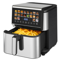 Friteuse à air intelligente carrée moderne en acier inoxydable 9L avec panneau numérique, grande capacité, four de cuisine familial