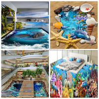 Carrelage 3D en céramique 1 pièce, décor de sol entièrement poli, impression à jet d'encre, couleur bleu océan, porcelaine pour salle de bain, piscine, salon
