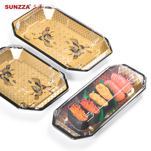 แพ็คเกจ Sunzza ทองความผิดปกติความหนาวัสดุ PET ป้องกันฝาปิดอาหารฝรั่งภาชนะซูชิป้องกันการลื่นไถลกล่องซูชิพลาสติกทิ้ง - Product Image 1