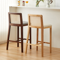 Meubles de restaurant de café de style nordique couleurs en option chaises de bar en bois massif chaises en rotin chaises de tabouret de bar