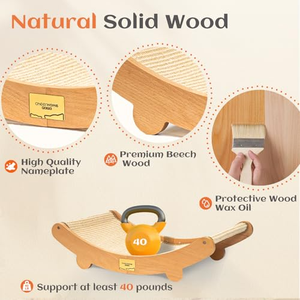 Tempat tidur kucing klasik mewah Set mainan gaya Modern papan garuk bambu untuk Natal bahan kertas Halloween - Product Image 4