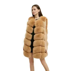 ファッショナブルな毛皮のようなチョッキレディース冬のジレ高級厚手の暖かい本物のキツネの毛皮のベストの女性