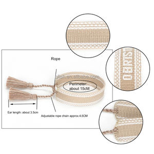 Vente en gros de bijoux chrétiens de style bohème pour bracelet Bracelets d'amitié faits à la main en coton réglable avec corde tissée - Product Image 2