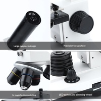 Microscope biologique monoculaire pour enfants, grossissement 100-2000x, pour expériences scientifiques et observation d'animaux et de plantes, vente en gros