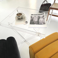 Étagères pliantes en acrylique naturelles, bureau de style nordique moderne chic pour courbe, table basse de cuisine et de bar, plateau pliant en lucite