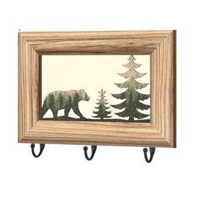 Wooden Photo Frame Wall <b>Hanger</b> With Hooks For Home Entryway <b>Key</b> Rack And Small Item Storage Rectangle Shape Wall Mounted Type - Product Image 5