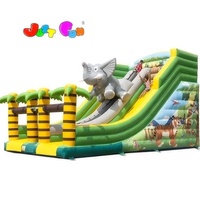 Chine pas cher prix jungle animal monde toboggan gonflable double voie glisser toboggans secs à vendre