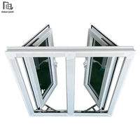 Fenêtre à battant en PVC résistant aux ouragans - Fenêtre double vitrage en vinyle imitation bois pour villa - PVC blanc à haute efficacité énergétique