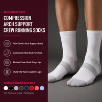 Chaussettes de course à compression avec soutien de la voûte plantaire, blanches, mi-mollet, pour marathon et fitness – Service tout-en-un