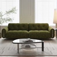 Ensemble de canapés modulaires de luxe de style Mid-Century Modern, mobilier de maison, en chenille douce et éponge, vert olive, pour salon, confortable