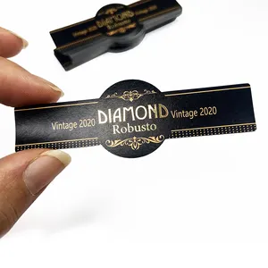 Custom Printing Luxury Gold Foil Embossing Cigar Band Labels Sticker Wrap Cigar Labels