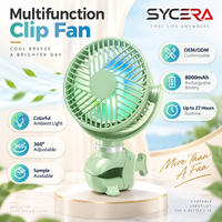 Ventilateur de poussette rechargeable USB 8 000 mAh pour nouveau-nés - à clipser, maintien ferme, LED lumineuses et batterie longue durée