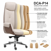 Chaise de bureau de direction à dossier haut en cuir pivotante bicolore crème caramel pour bureau de manager