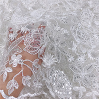 Tissu textile à sequins en gros, dentelle perlée blanche et noire, tissu brodé à sequins, broderie plate pour robe