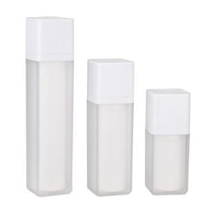 Flacon pompe airless rotatif 15ml 30ml 50ml, contenant cosmétique givré double couche épaissi, carré, vide, pour lotion - Product Image 5