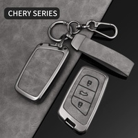 Vente en gros de couvre-clés de voiture en cuir en alliage de zinc de haute qualité personnalisés protection au design de luxe de style simple pour couvre-clés Chery