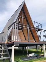 Villa de Luxe Préfabriquée en A de Plain-Pied, Maison Modulaire Isolée Thermiquement en Acier Léger, Petite Maison Triangle