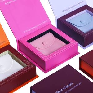 Yaneng cứng nhắc tráng giấy cao cấp trang sức hộp quà tặng với đồ trang sức Pouch túi giấy các tông Craft lật Top trang sức bao bì hộp - Product Image 4