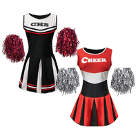Costume de pom-pom girl rouge et noir pour femmes, robe de fête de carnaval, déguisement d'Halloween, uniforme de pom-pom girl